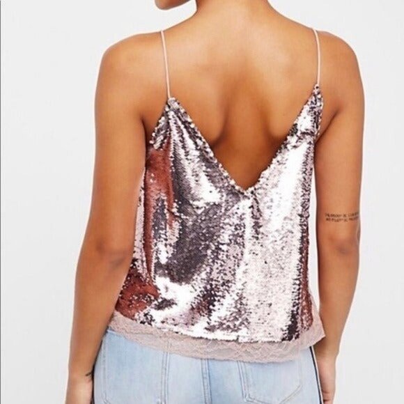 NEW! Intimately Free People Swingin Sequin Tank Cami Pink SZ S - Picture 9 of 9